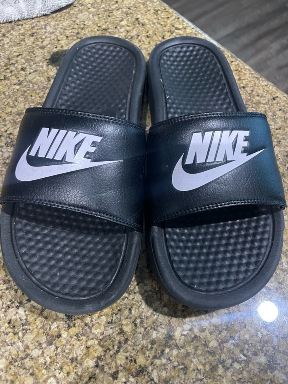 Nike Black Slide Sandals with White Logo